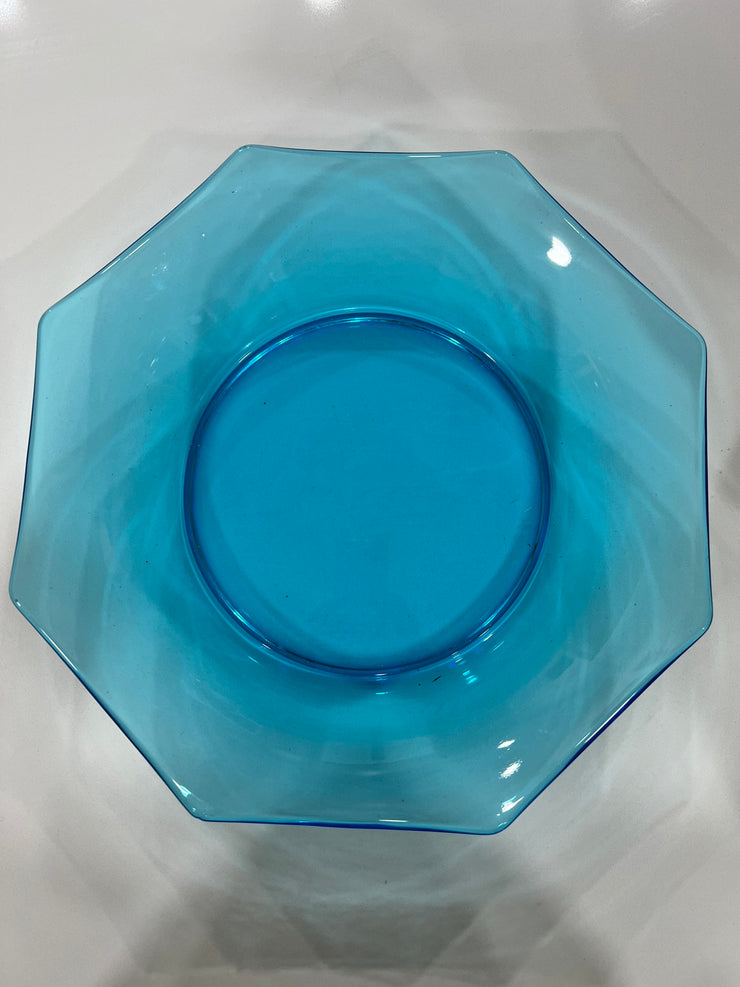 Laser Blue Aqua Octagonal Glass Bowl Dish