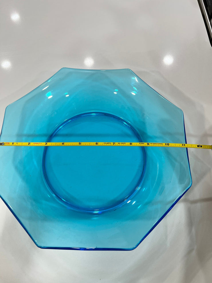 Laser Blue Aqua Octagonal Glass Bowl Dish
