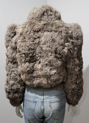 Vintage 70’s Taupe Pouf Sleeve Rabbit Fur Bomber Jacket by Sergio Valente