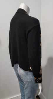 Vintage 80s Paisley Sequin Beaded Gem Silk Angora Sweater by Christina