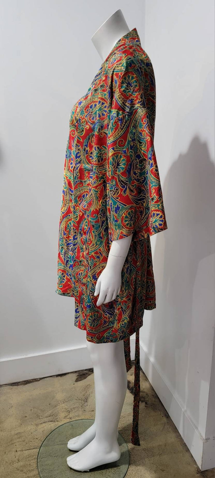 Vintage 80s Baroque Print Slip Dress Kimono Dolman Robe Set by Violets & Roses