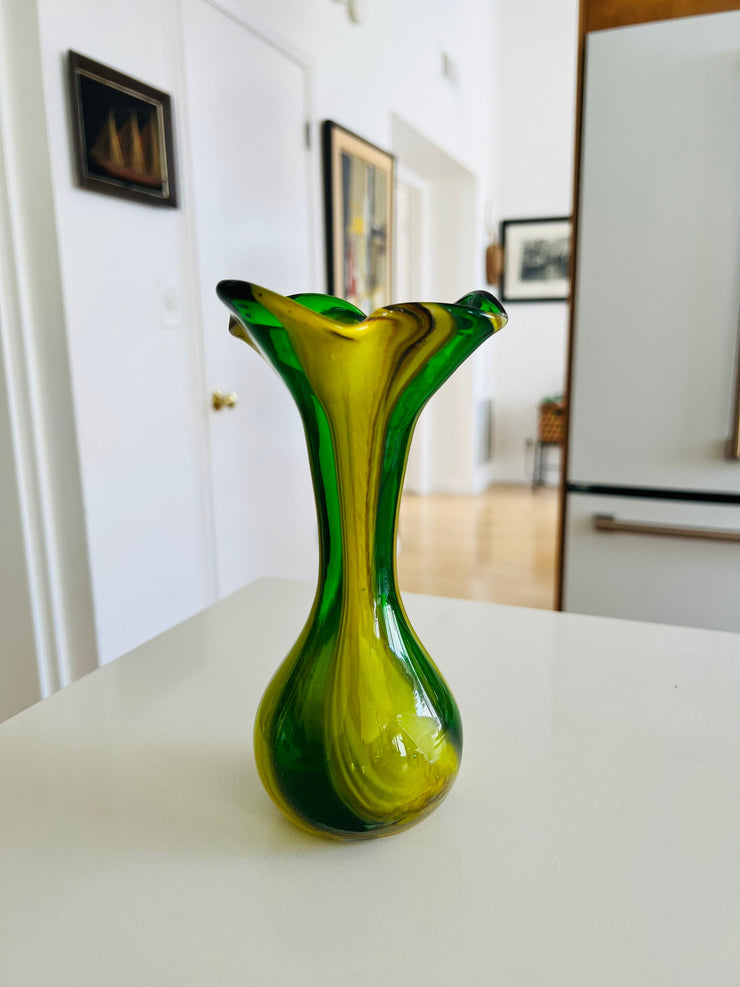 Retro Multi Colored Green/Yellow Vase