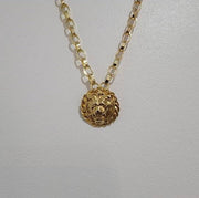 Vintage 70’s Upcycled Lionhead Goldtone Oval Cable Chain Link Necklace