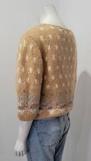 Vintage 80's Tan Dot Zig Zag Mohair Knit Sweater by Young Collector