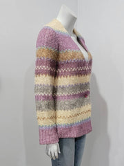 Vintage 80’s Lavender Ivory Multi Stripe Boucle Knit Coat Blazer by Devon