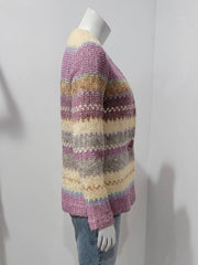 Vintage 80’s Lavender Ivory Multi Stripe Boucle Knit Coat Blazer by Devon