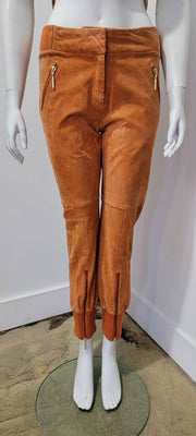 Vintage 90’s Orange Gold Zip Suede Rib Knit Joggers by Wilson Leather