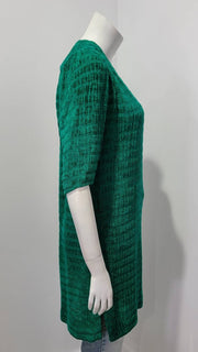 Vintage 90's Kelly Green Chenille Stripe Tunic Shift Dress by Rabbit Rabbit Rabbit