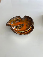 Cal Orig USA Ceramic Ashtray Brown Orange MCM