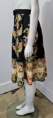 Vintage 70’s Ethnic Floral Abstract Batik Full Midi Wrap Skirt