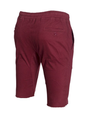 Burgundy Solid Cotton Jogger Shorts