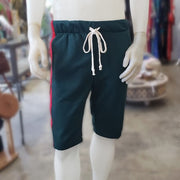 Green Shorts with Red Side Stripe Men's Slim Shorts