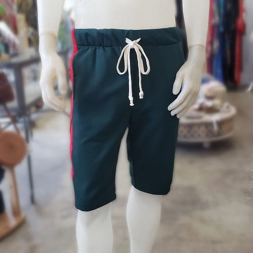 Green Shorts with Red Side Stripe Men&