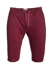 Burgundy Solid Cotton Jogger Shorts
