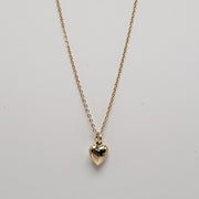 14K Gold Puffy Heart 16" Necklace